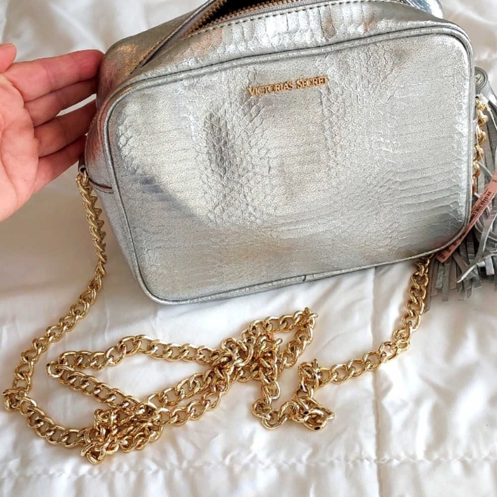 NWT Victoria Secret Silver crossbody bag